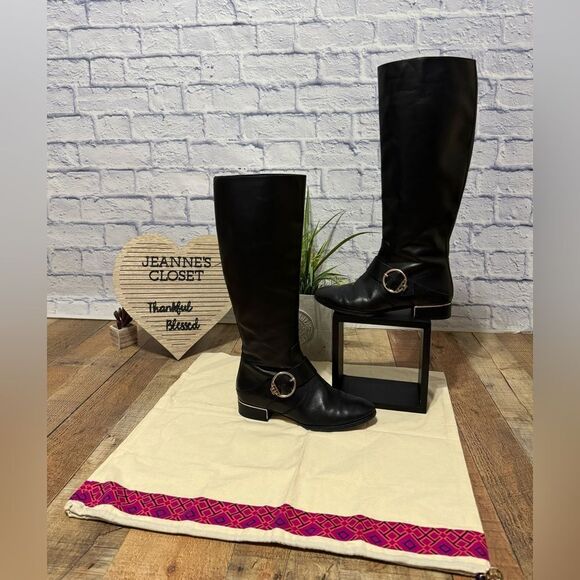Tory Burch Black Sofia Riding Boots - Picture 1 of 14